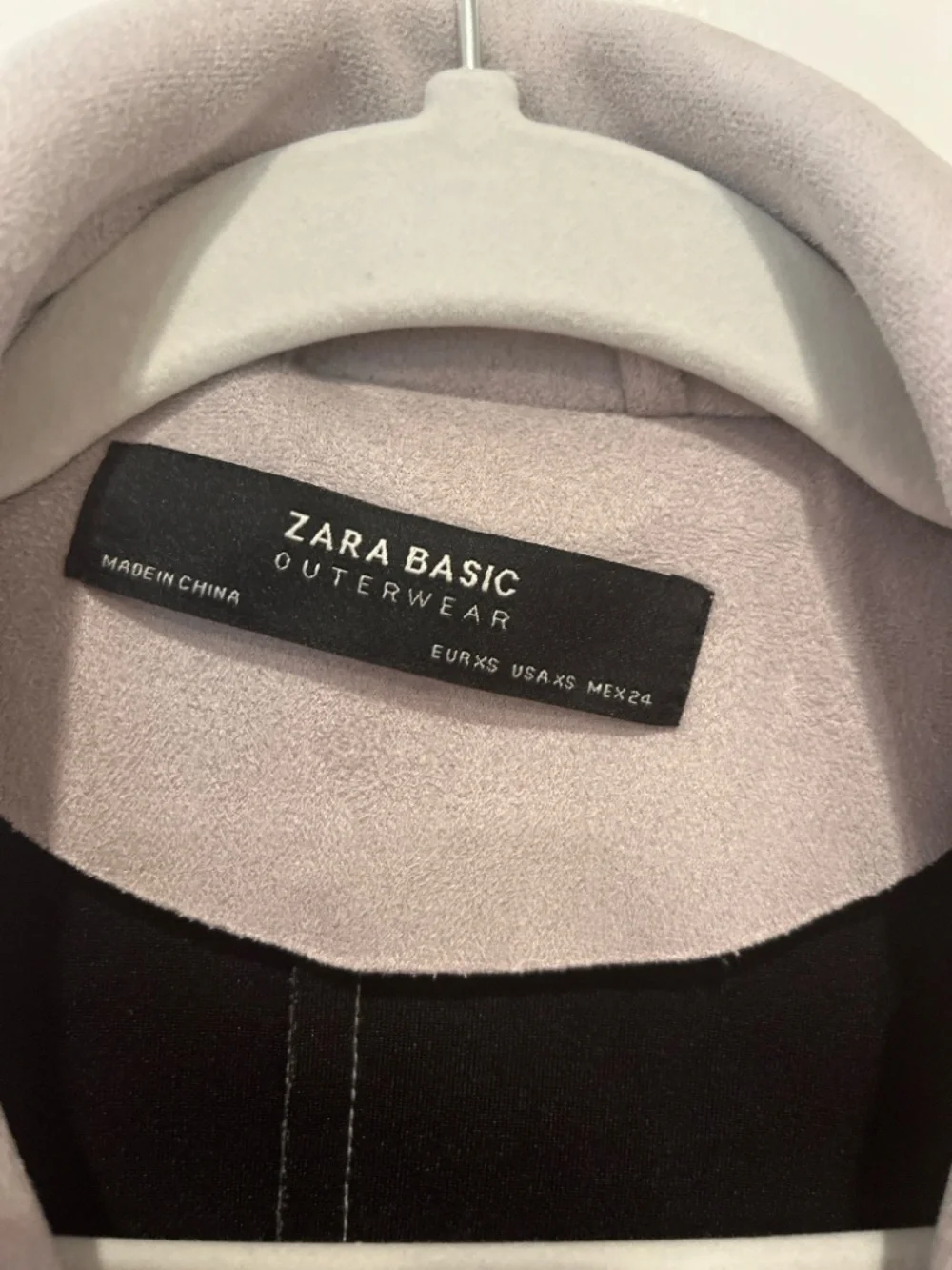 ZARA Basic Faux Suede Moto Jacket XS Beige Cropped Belted - Picture 4 of 8